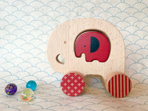 Wooden Push Along Elephant Toy