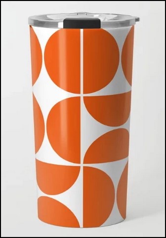 Designer Travel Mug in Geometric Orange